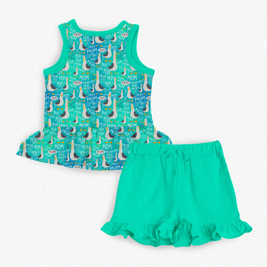 MOM? Bamboo Tank Peplum & Ruffle Shorts Set