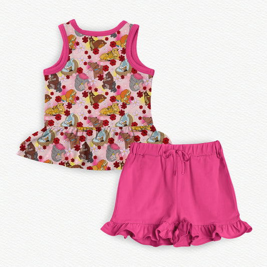 Mom Is Magic Bamboo Tank Peplum & Ruffle Shorts Set
