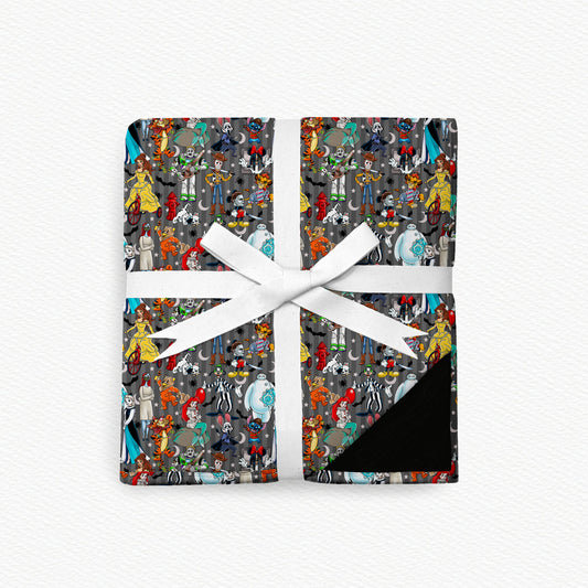 Storytime Scares Black Fur Backed Bamboo Blanket