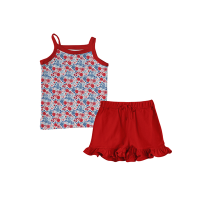 Freedom Florals Bamboo Tank Top & Ruffle Shorts Set