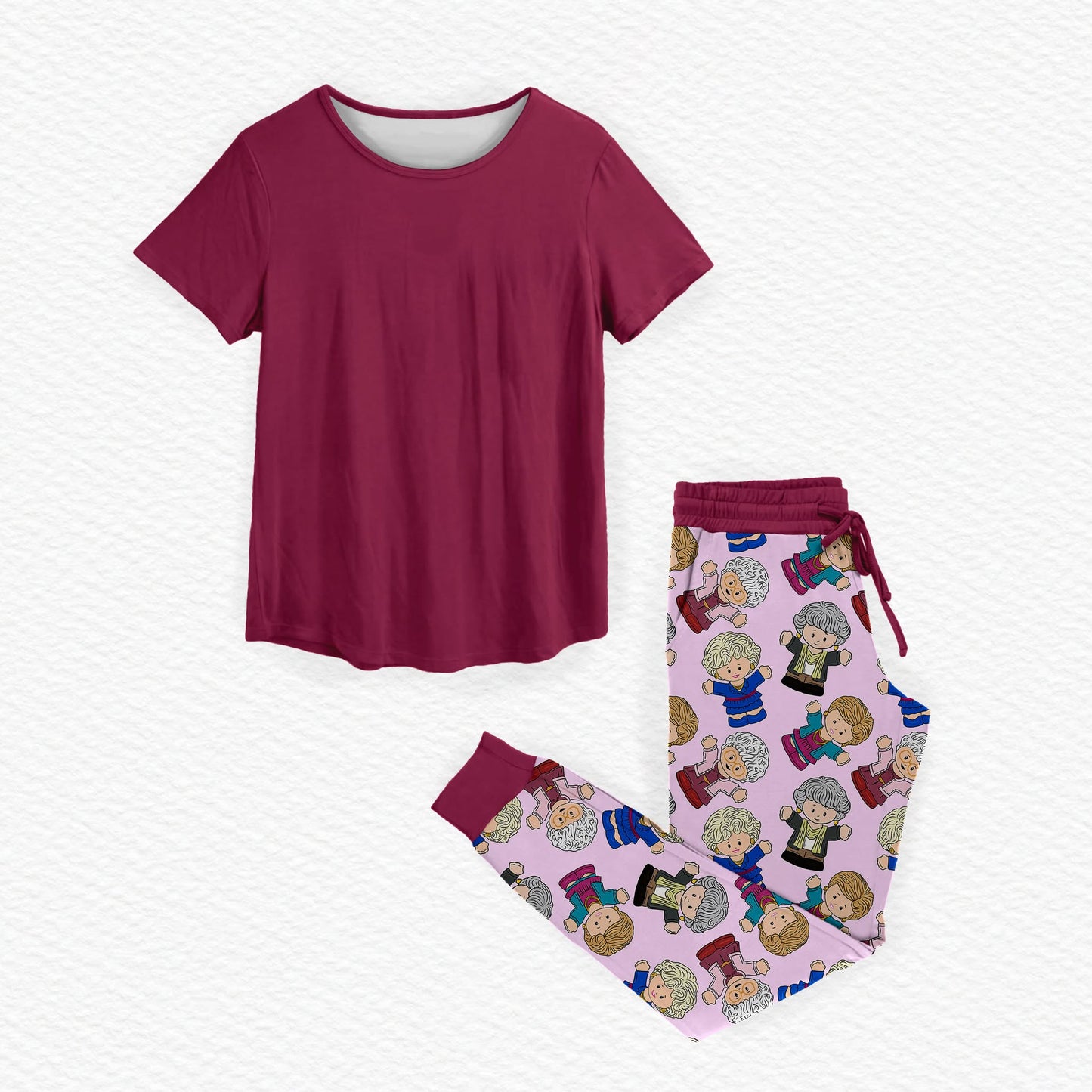 Golden Girls Tiny People Bamboo Women's Short Sleeve & Jogger Pants Pajama Set