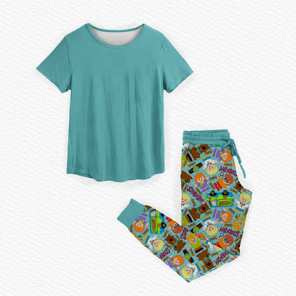 Mystery Machine Tiny People Bamboo Women's Short Sleeve & Jogger Pants Pajama Set