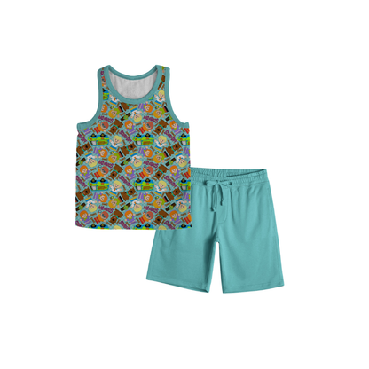 Mystery Machine Tiny People Bamboo Muscle Tank & French Terry Shorts Set