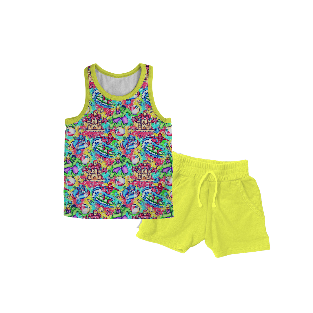 Avenger Vacation Bamboo Muscle Tank & Jogger Shorts Set