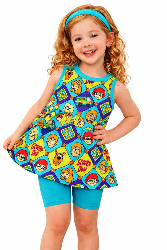 Groovy Scooby Bamboo Tank Peplum & Biker Shorts Set