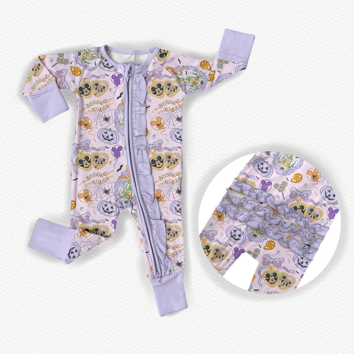 Petrifying Portraits Bamboo Ruffle Zippy Pajamas