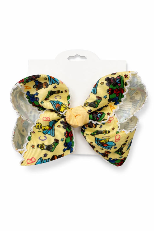 Alphabet Adventures 6" Grosgrain Bow with Moonstitch Trim