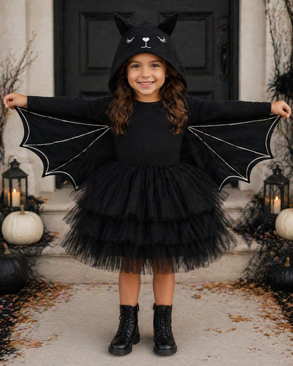 Bat WEBBED Bamboo Long Sleeve Tulle Dress