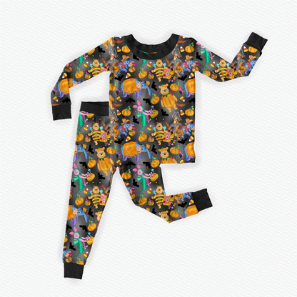 Trick Or Treating In 100 Acre Woods Bamboo Long Sleeve Two Piece Pajama Set