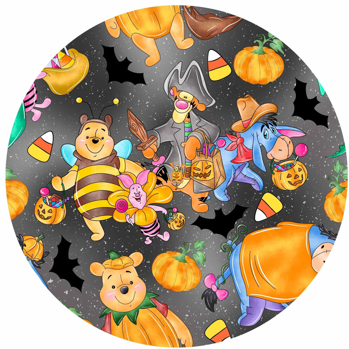 Trick Or Treating In 100 Acre Woods Bamboo Long Sleeve Two Piece Pajama Set
