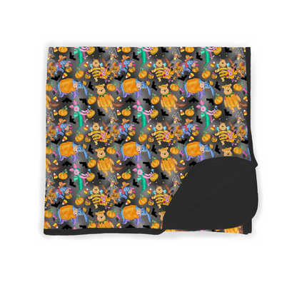 Trick Or Treating In 100 Acre Woods Double Layered Bamboo Blanket