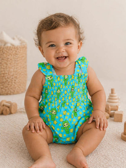 Glo To Sleep Lullabies Bamboo Smocked Sweetheart Bubble Romper