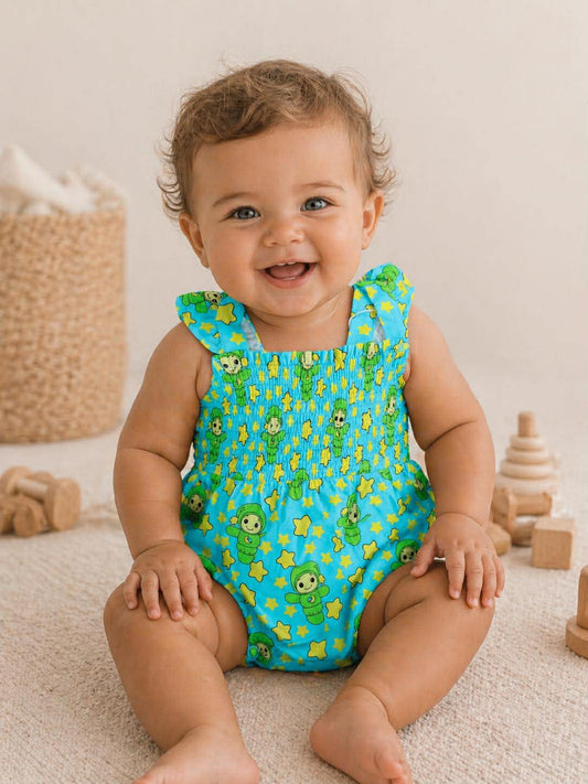 Glo To Sleep Lullabies Bamboo Smocked Sweetheart Bubble Romper