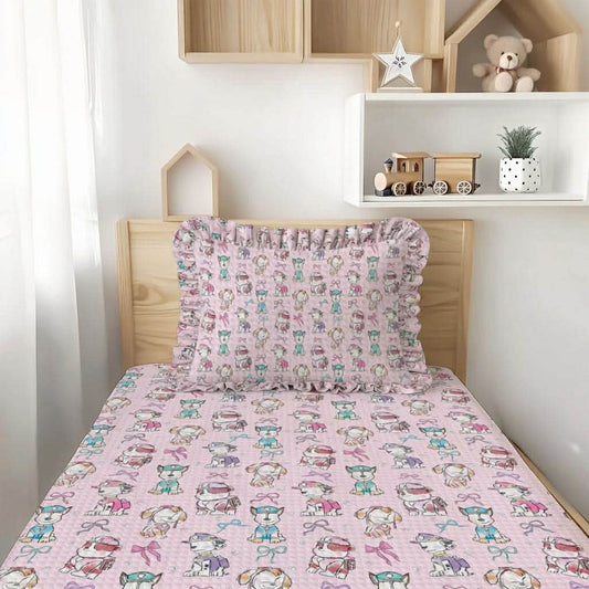 "This Pup's Gotta Fly!" Bamboo Twin Sheet & Ruffle Pillowcase Set