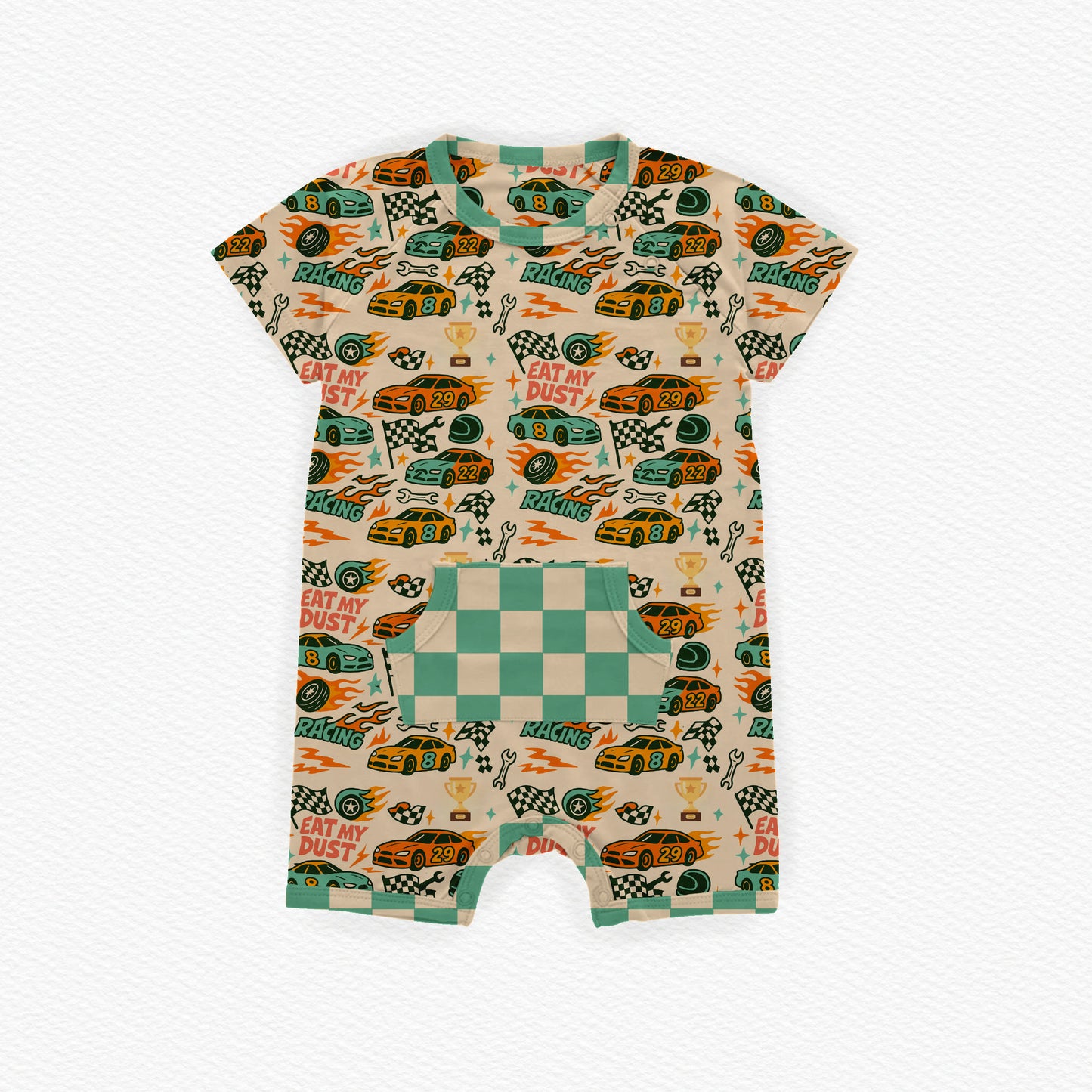 Race Time With Dad Bamboo Snap Pocket Romper