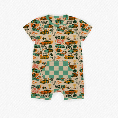 Race Time With Dad Bamboo Snap Pocket Romper