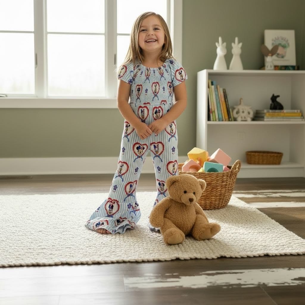 A Disney 4th Bamboo Smocked Flare Romper
