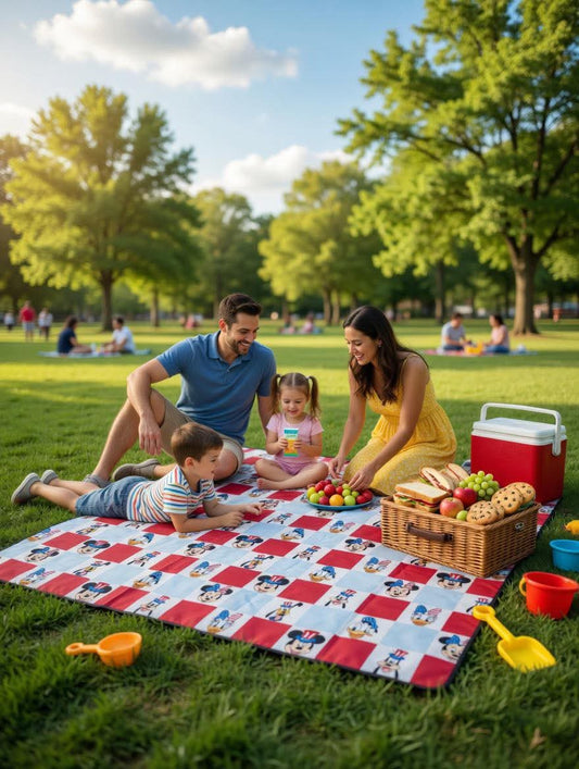 Checkered Disney 4th 60"X80" Picnic / Beach Mat