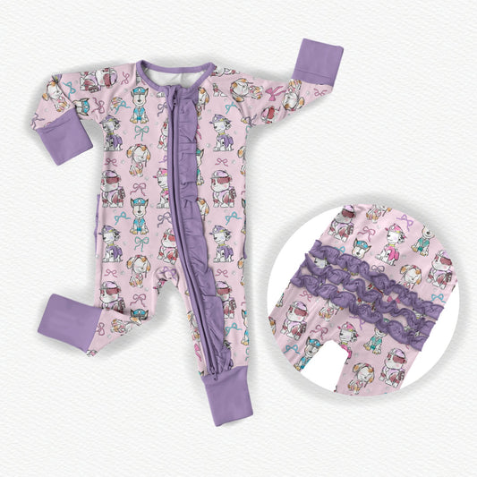 "This Pup's Gotta Fly!" Bamboo Ruffle Zippy Pajamas