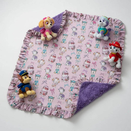 "This Pup's Gotta Fly!" Fur Backed Ruffle Bamboo Blanket