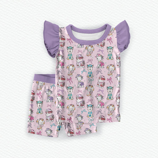 "This Pup's Gotta Fly!" Flutter Sleeve Bamboo Short Sleeve & Shorts Two Piece Pajama Set