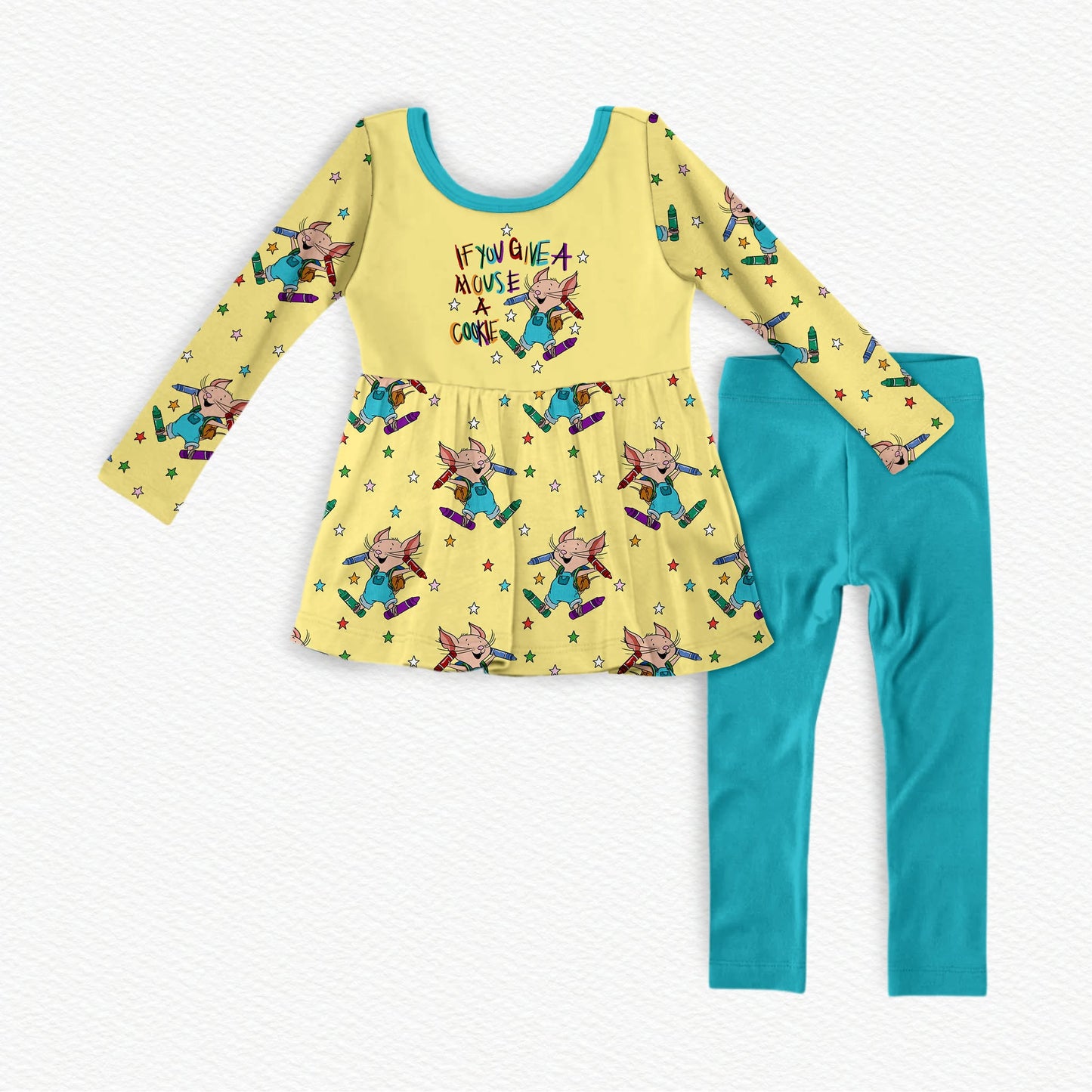 He Will Ask For A Crayon Bamboo Long Sleeve Peplum & Leggings