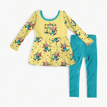 He Will Ask For A Crayon Bamboo Long Sleeve Peplum & Leggings