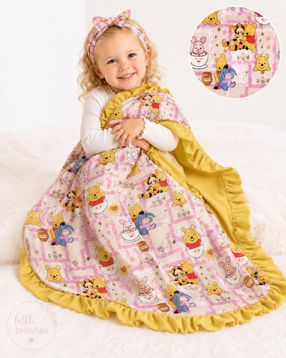 Pooh Patches Bamboo Ruffle Blanket 30x40