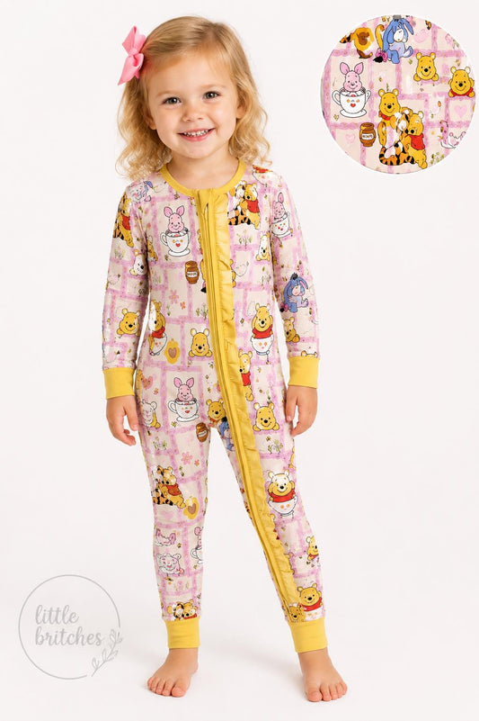Pooh Patches Bamboo Ruffle Zippy Pajamas