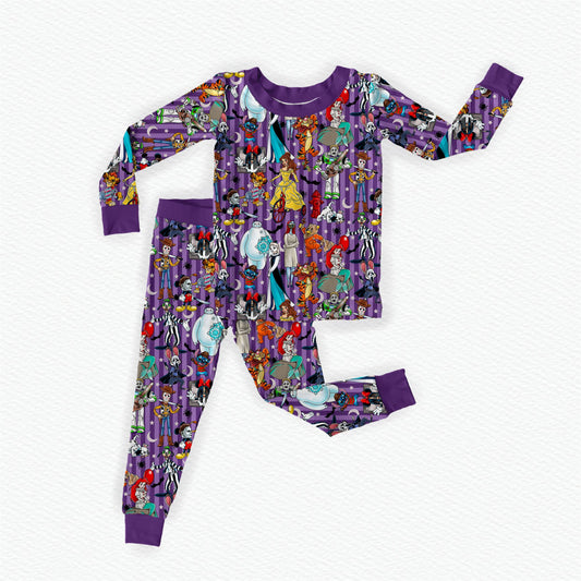 Storytime Scares Purple Bamboo Long Sleeve Two Piece Pajama Set