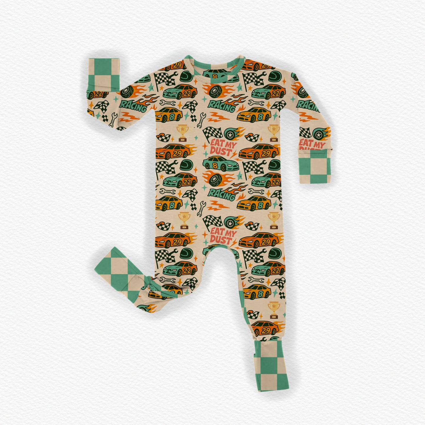 Race Time With Dad Bamboo Crescent Zippy Pajamas