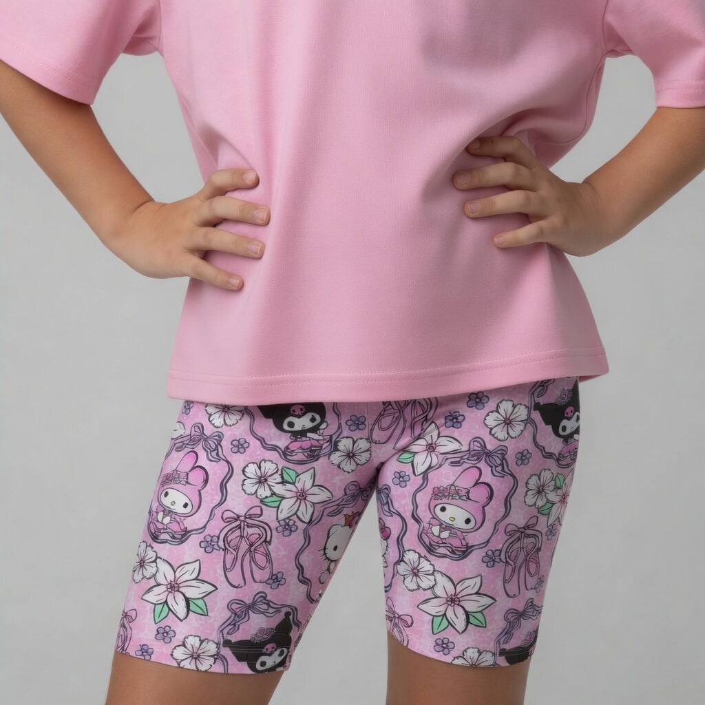 Hello Ballerina Bamboo Oversized Tee & Biker Shorts