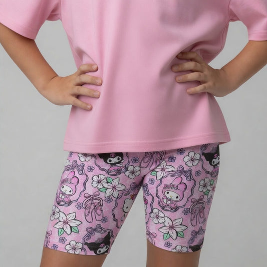 Hello Ballerina Bamboo Oversized Tee & Biker Shorts