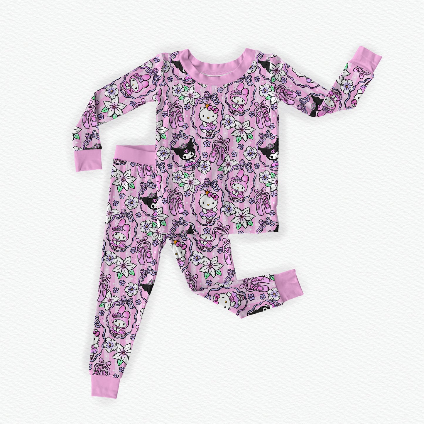 Hello Ballerina Bamboo Long Sleeve Two Piece Pajama Set