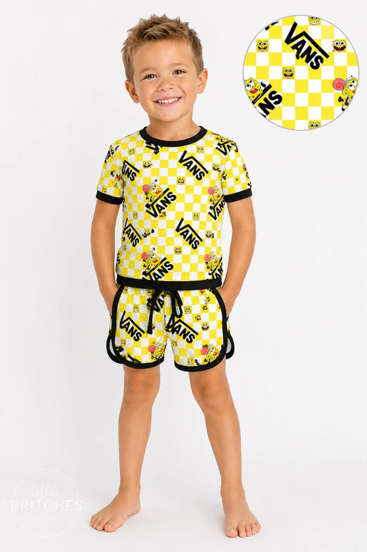 Squarepants Skatepark Short Sleeve & Shorts Retro Set