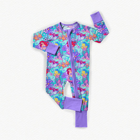 Part Of Your World Watercolor Bamboo Zippy Pajamas