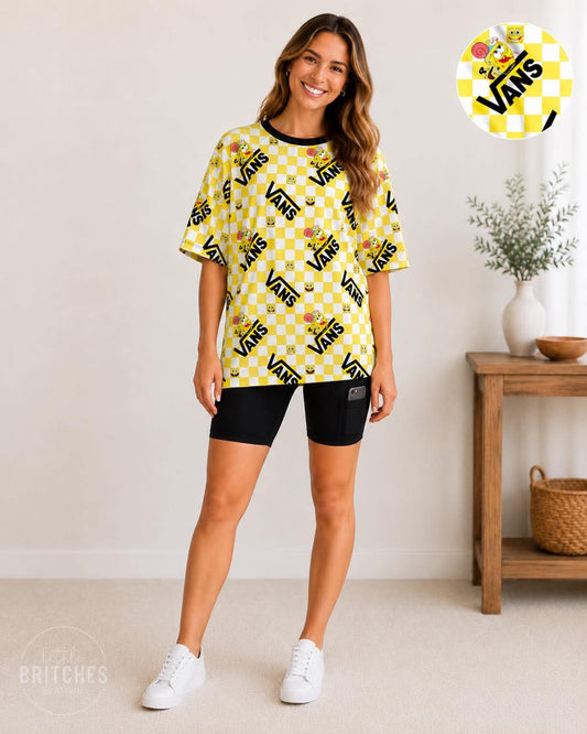 Squarepants Skatepark Bamboo Adult Oversized Pocket Tee & Biker Shorts Set