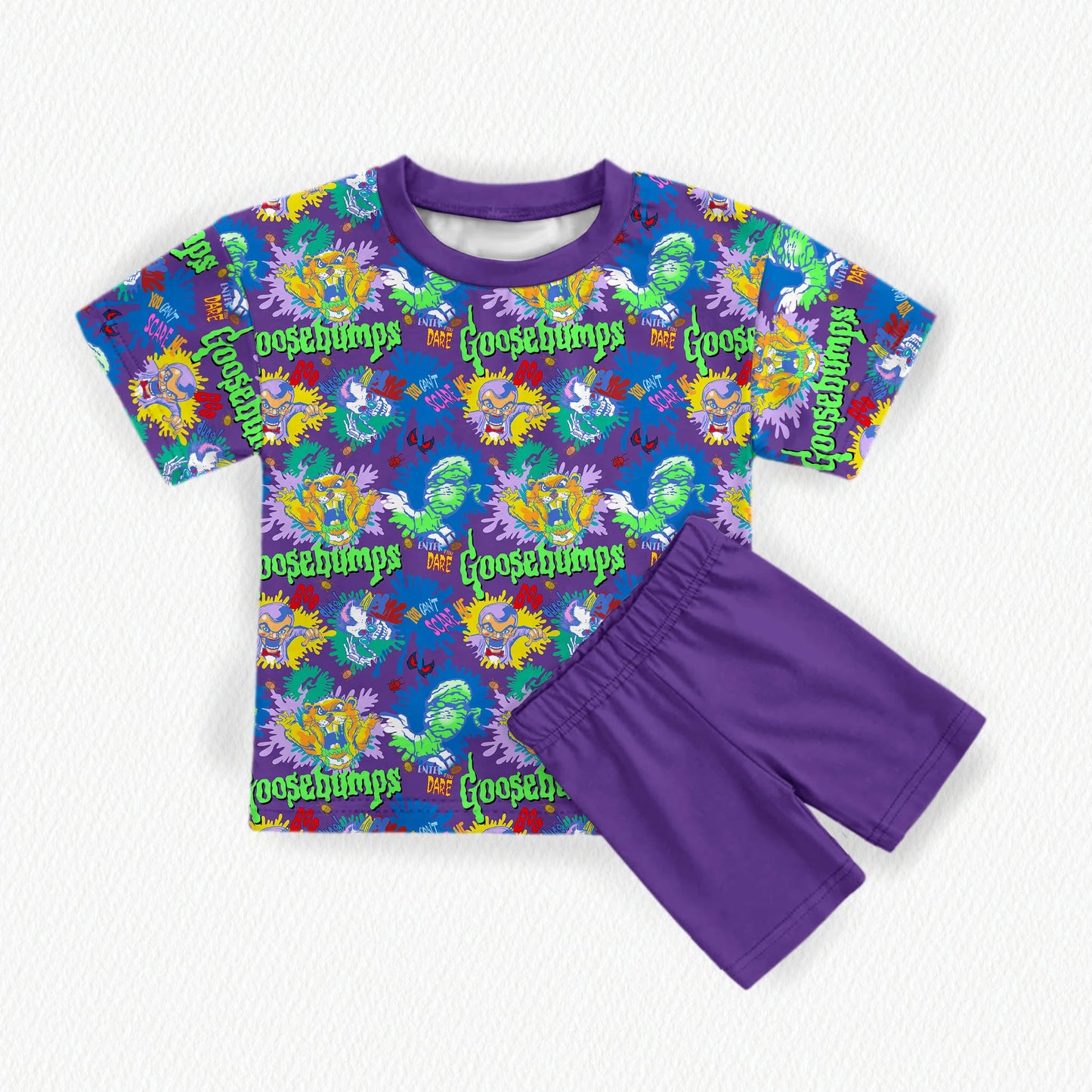 Goosebumps Bamboo Adult Oversized Pocket Tee & Biker Shorts (with pockets) Set