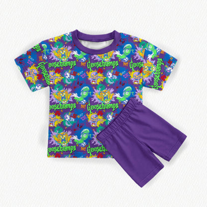 Goosebumps Bamboo Adult Oversized Pocket Tee & Biker Shorts (with pockets) Set