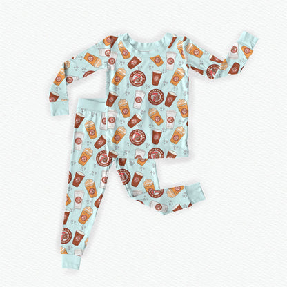 7 Coffee Bamboo Long Sleeve Two Piece Pajama Set