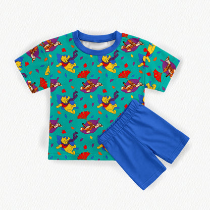 Fall Winnie The Pooh Bamboo Adult Oversized Pocket Tee & Biker Shorts (with pockets) Set