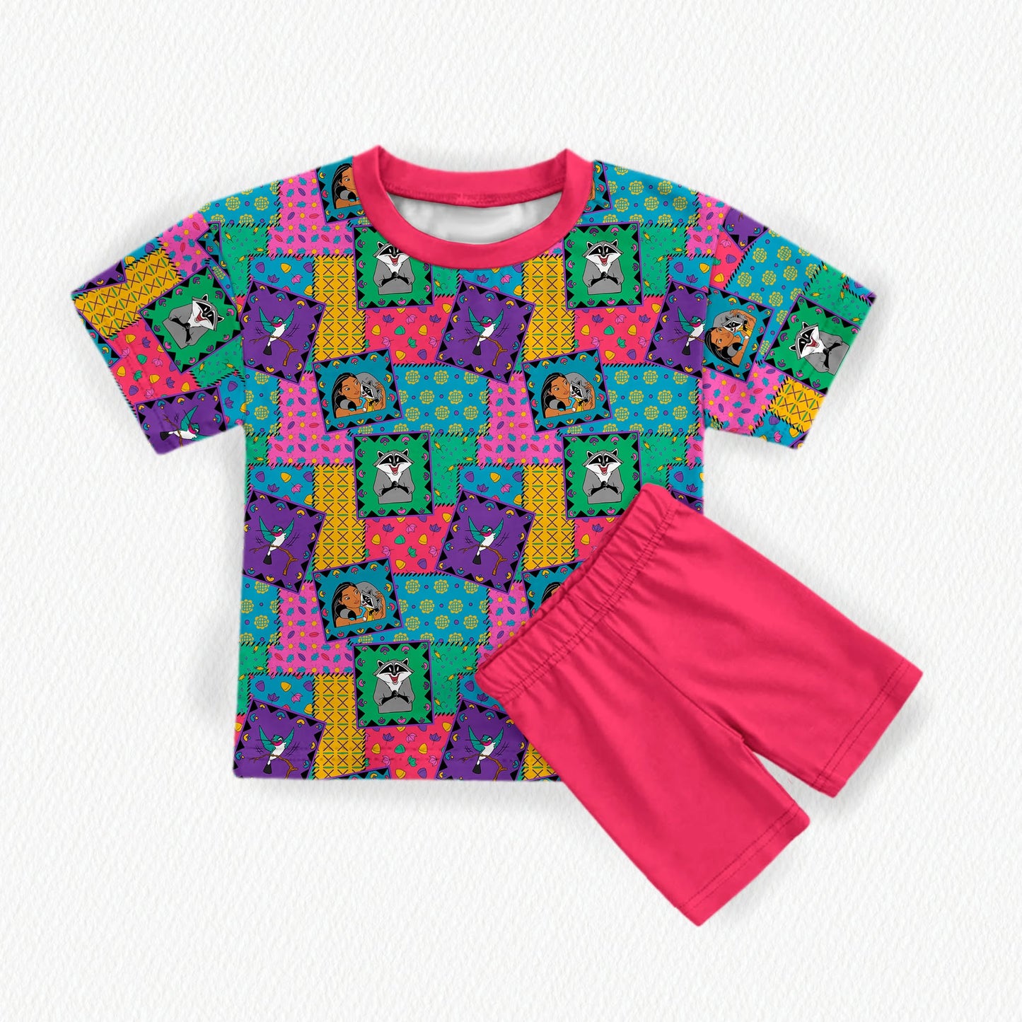 Pocahontas Bamboo Adult Oversized Pocket Tee & Biker Shorts (with pockets) Set