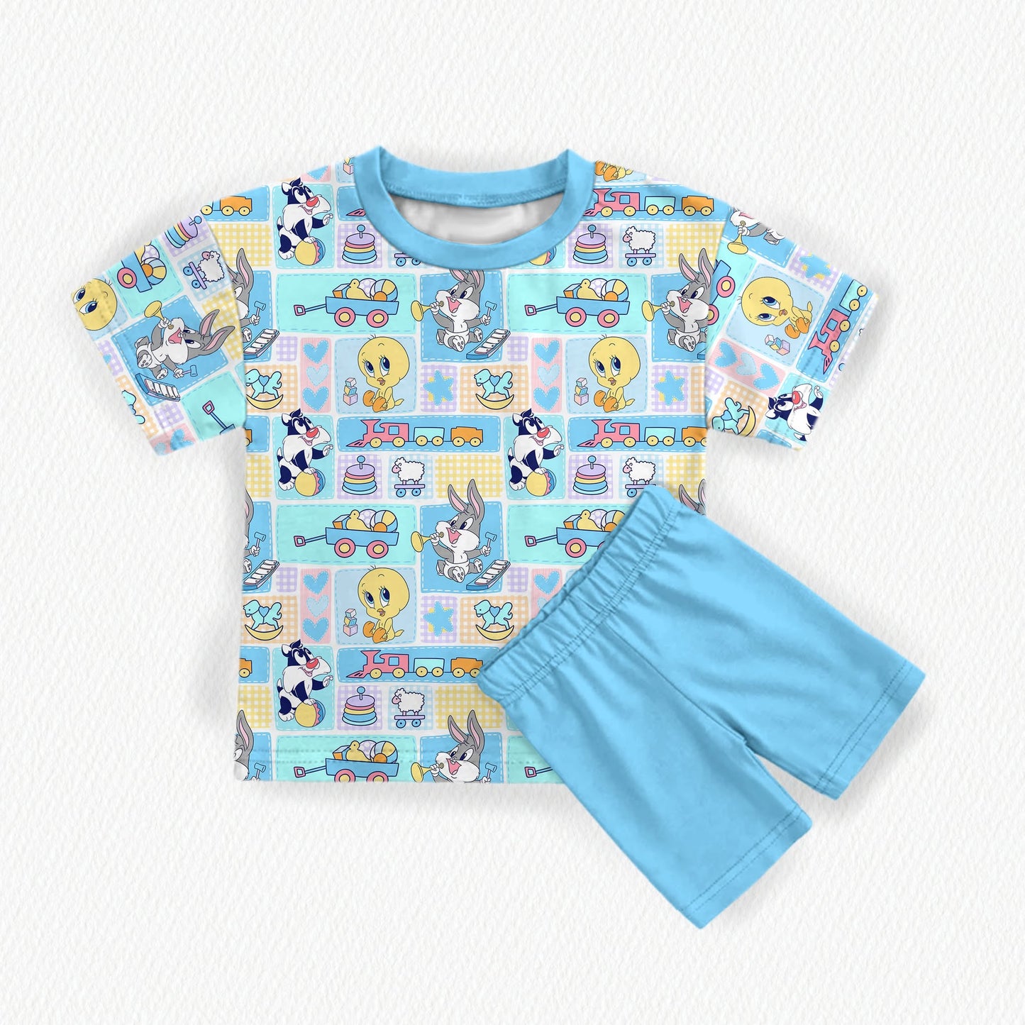 Looney Tunes Bamboo Adult Oversized Pocket Tee & Biker Shorts (with pockets) Set