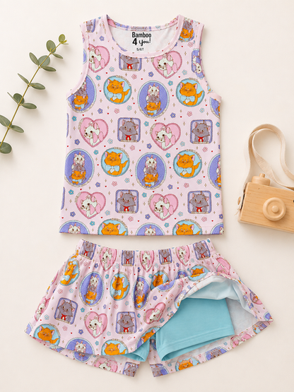 Feline Fancy Bamboo Tank & Skort Set