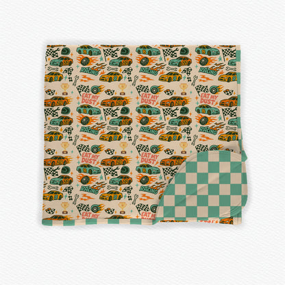 Race Time With Dad Double Layered Bamboo Blanket