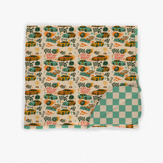 Race Time With Dad Double Layered Bamboo Blanket