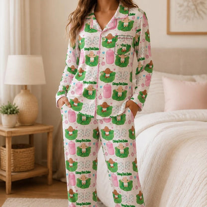 Cutie Patch Bamboo Long Sleeve & Pants Two Piece Sleepover Lounge Set