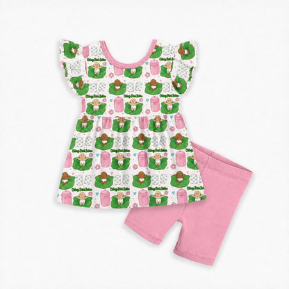 Cutie Patch Bamboo Flutter Sleeve Peplum & Shorts Set