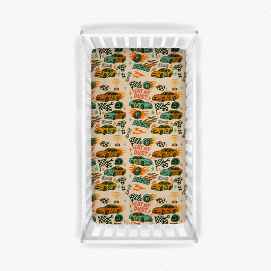 Race Time With Dad Bamboo Crib Sheet