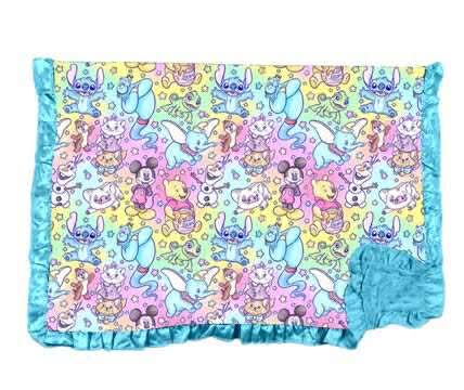 Sidekick Symphony Watercolor Bamboo Minky Dot Toddler Blanket With Ruffle